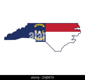 north carolina nc-Flagge in Zustandskarte umreißen vereinfachten Symbolvektor isoliert auf weißem Hintergrund Stock Vektor