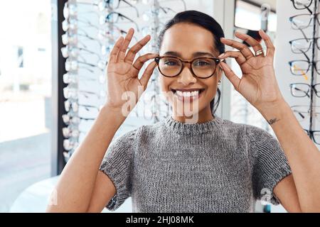 Die besten Brillenmarken im Optometrie-Geschäft Stockfoto