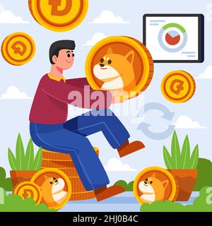 Wertvolle Kryptowährung Dogecoin Illustration Vektor Illustration. Stock Vektor