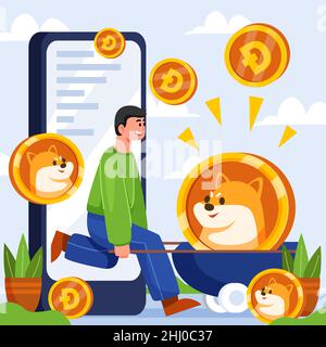 Wertvolle Kryptowährung Dogecoin Illustration Vektor Illustration. Stock Vektor