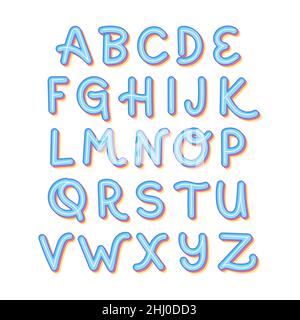 Blaue Alphabet Aufkleber Vektor-Illustration. Stock Vektor