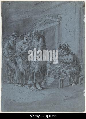 St. Peter von einer Dienerin anerkannt 1611–74 Leonaert Bramer Niederländisch. St. Peter von einer Dienerin erkannt 335103 Stockfoto