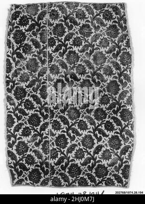 Panel 17th Jahrhundert Italienisch. Angezeigt. Italienisch. 17th Jahrhundert. Seide und Metallfaden. Textilien-Velvets Stockfoto