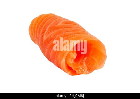 Lachsfische schneiden isoliert auf dem Weiß Stockfoto