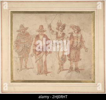 Figuren in theatralischen Kostümen n.d. Claude Gillot Französisch. Figuren in Theaterkostümen 337196 Stockfoto