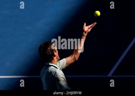 DANIIL MEDVEDEV (RUS) bei den Australian Open 2022 am Samstag, den 2022. Januar, im Melbourne Park in Aktion Stockfoto