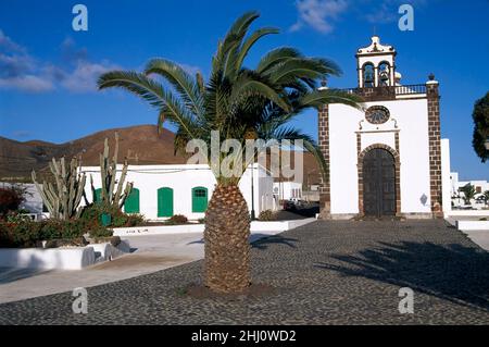 Kirche Iglesia Santo Gusto, Guatiza, Lanzarote, Kanarische Inseln, Spanien Stockfoto