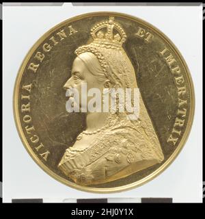 Queen Victoria 1887 Medaillengewinnerin: Leonard Charles Wyon. Queen Victoria 210798 Stockfoto