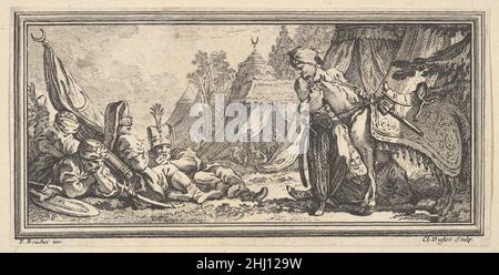 Türkische Soldaten in Ruhe 1746–47 Claude Augustin Duflos le Jeune Französisch. Türkische Soldaten Ruhen 394258 Stockfoto