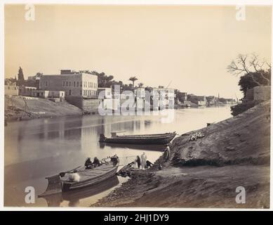 Ufer des Nils in Kairo ca. 1857, gedruckt 1870s Francis Frith British. Ufer des Nils in Kairo 260971 Stockfoto