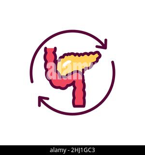 Farbliniensymbol für Pankreas-Transplantation Isoliertes Vektorelement. Skizzieren Sie das Piktogramm für Webseite, mobile App, Promo Stock Vektor