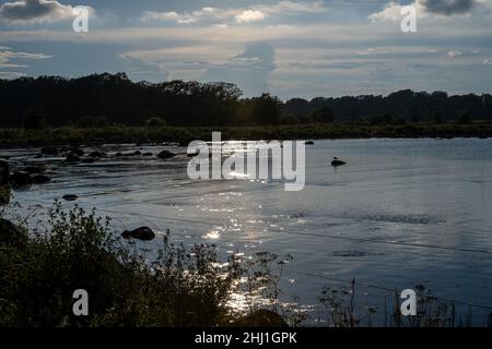 Eine Meeresbucht in wunderschönem Sonnenuntergangslicht. Bild von der Ostseeinsel Oland Stockfoto