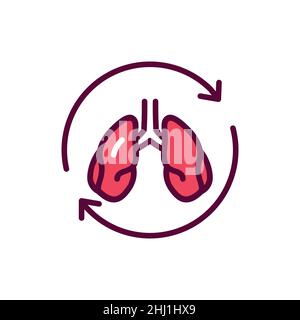 Symbol für die Farblinie der Lungentransplantation. Isoliertes Vektorelement. Skizzieren Sie das Piktogramm für Webseite, mobile App, Promo Stock Vektor