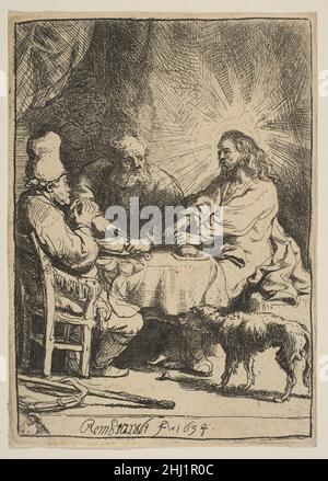 Christus in Emmaus: Die kleinere Tafel 1634 Rembrandt (Rembrandt van Rijn) Niederländisch. Christus in Emmaus: Die kleinere Tafel 391550 Stockfoto