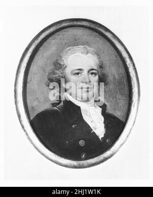 Thomas Mifflin Ca. 1790 John Trumbull Amerikaner Thomas Mifflin (1744–1800), einer der führenden Männer im kolonialen Pennsylvania, wurde später Gouverneur des Staates und Mitglied der Legislative. Während des Revolutionskrieges diente er mit Trumbull als Adjutant von General George Washington. Trumbull malte dieses Miniaturportrait gleichzeitig mit dem nahezu identischen Beispiel in der Sammlung der Yale University Art Gallery. Trumbull verwendete die Miniaturportraits für Darstellungen von Mifflin in zwei seiner wichtigsten historischen Gemälde, „The Death of General Mercer at the Battle of Princeton“ und „T Stockfoto