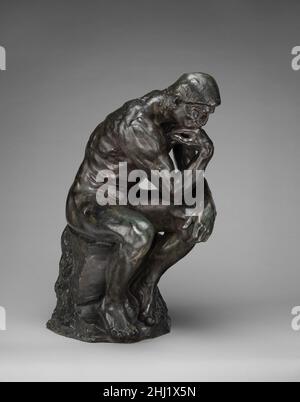 Der Denker modellierte ca. 1880, Guss ca. 1910 Auguste Rodin French der Denker wurde dazu gebracht, über dem Türsturz von Rodins monumentalem Bronzetor, den Toren der Hölle, zu sitzen und das Schicksal der Verdammten zu betrachten. Unabhängige Bronzen des Denkers wurden populär, vor allem unter amerikanischen Kunden. Thomas Fortune Ryan, Hauptgründer der Rodin-Sammlung bei The Met, gab diese Besetzung aus dem Atelier des Bildhauers in Auftrag. Im wahrsten Sinne des Wortes ist der Denker Rodin. Die Skulptur, so ein Kritiker aus dem frühen 20. Jahrhundert, war brüchig muskulös, aber dennoch in Gedanken verwickelt, in Spannung gewickelt und doch locker in Ruhe Stockfoto