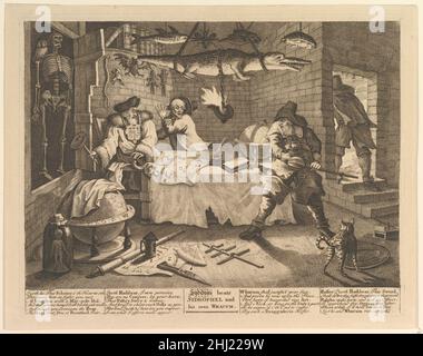 Hudibras schlägt Sidrophel und seinen Mann Whacum (zwölf große Illustrationen zu Samuel Butlers Hudibras, Platte 8) 1725–68 William Hogarth British. Hudibras schlägt Sidrophel und seinen Mann Whacum (zwölf große Illustrationen zu Samuel Butlers Hudibras, Platte 8) 400733 Stockfoto