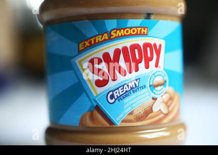 Skippy von der Hormel Foods Corporation ist eine amerikanische Marke für Erdnussbutter, die in den USA und China hergestellt wird Stockfoto