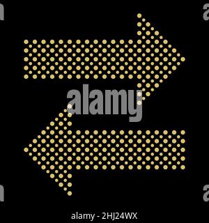 Feine gepunktete goldene Pfeile. Gepunktete Elemente für Web, Infografik und Diagramme Stockfoto