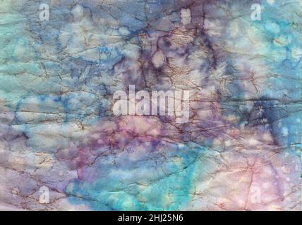 Abstrakte Aquarelltextur. Gealtertes zerknittertes Papier. Design-Element für Hintergründe, Scrapbooking, Web. Kreativer Grunge-Hintergrund. Stockfoto