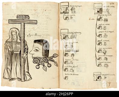 matrícula de Huexotzingo, 1560, Faksimile einer alten aztekischen Volkszählung Stockfoto