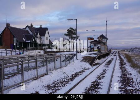 Corrour Station, Coire Odhar, Rannoch Moor, Scottish Highlands einer der entlegensten Bahnhöfe Großbritanniens. Stockfoto