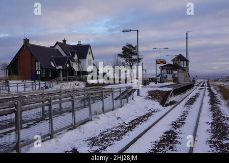 Corrour Station, Coire Odhar, Rannoch Moor, Scottish Highlands einer der entlegensten Bahnhöfe Großbritanniens. Stockfoto