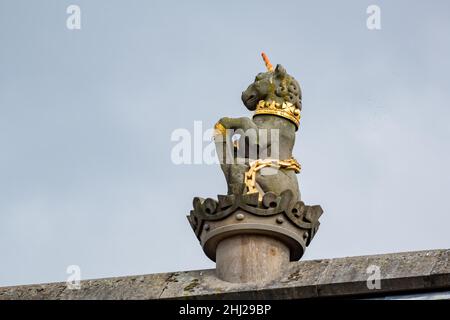 Nahaufnahme der Skulptur des wunderschönen Stirling Castle in Highland, Schottland Stockfoto