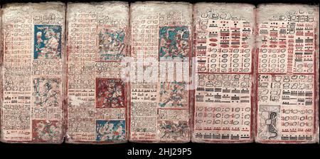 Codex Dresdensis, Maya-Handschrift, 13th. Jahrhundert, Faksimile, digital restauriert Stockfoto