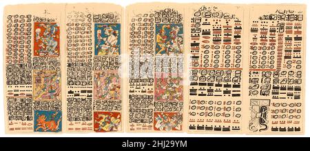 Codex Dresdensis, Maya-Handschrift, 13th. Jahrhundert, Faksimile, digital restauriert Stockfoto