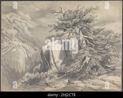 Broken Tree in moutainous Landscape Anfang bis Mitte des 19th. Jahrhunderts Alexandre Calame Swiss. Broken Tree in Moutainous Landscape 381813 Künstler: Alexandre Calame, Swiss, Vevey 1810?1864 Menton, Broken Tree in Moutainous Landscape, Anfang bis Mitte 19th Jahrhundert, Graphit, 11 7/8 x 15 15/16 Zoll (30,2 x 40,5 cm). Das Metropolitan Museum of Art, New York. Geschenk von Eugene L. Garbaty, 1953 (53.685.59) Stockfoto