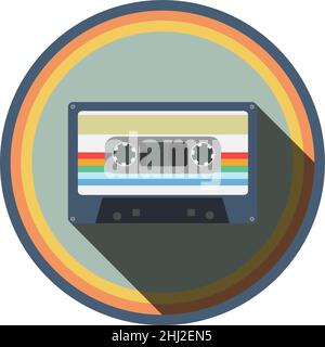 Audiokassette im Retro-Stil, Audioband mit Schlagschatten-Vektorgrafik Stock Vektor