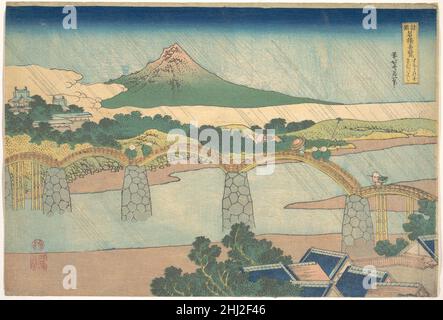 Kintai-Brücke in der Provinz Suō (Suō no kuni Kintaibashi), aus der Serie bemerkenswerte Ansichten von Brücken in verschiedenen Provinzen (Shokoku meikyō kiran) ca. 1830 Katsushika Hokusai Japanisch. Kintai-Brücke in der Provinz Suō (Suō no kuni Kintaibashi), aus der Serie bemerkenswerte Ansichten von Brücken in verschiedenen Provinzen (Shokoku meikyō kiran) 53790 Stockfoto