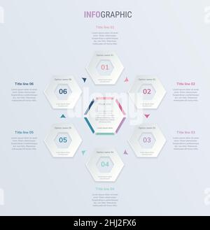 Vintage Farben Vektor Infografiken Zeitleiste Design-Vorlage mit Wabenelementen. Inhalt, Zeitplan, Zeitleiste, Diagramm, Workflow, Unternehmen Stock Vektor