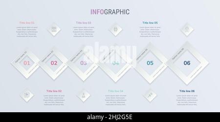 Vintage Farben Vektor Infografiken Zeitleiste Design-Vorlage mit quadratischen Elementen. Inhalt, Zeitplan, Zeitleiste, Diagramm, Workflow, Unternehmen, Infografiken Stock Vektor