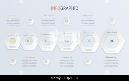 Vintage Farben Vektor Infografiken Zeitleiste Design-Vorlage mit Wabenelementen. Inhalt, Zeitplan, Zeitleiste, Diagramm, Workflow, Business, Infogra Stock Vektor