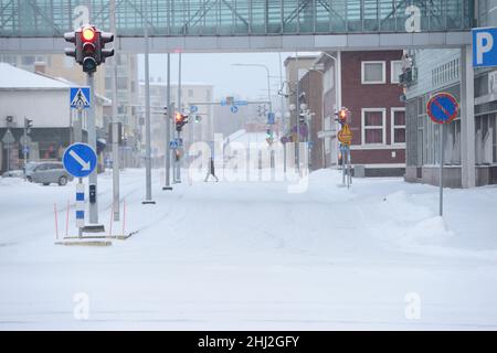 Winterlandschaft der kleinen Stadt Salo in Finnland Stockfoto