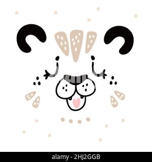 Niedlicher Tiger-Kopf. Glückliches Tiergesicht im Kid Doodle-Stil Stock Vektor