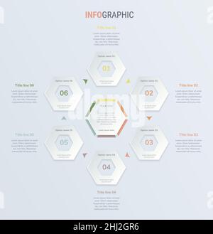 Vintage Farben Vektor Infografiken Zeitleiste Design-Vorlage mit Wabenelementen. Inhalt, Zeitplan, Zeitleiste, Diagramm, Workflow, Business, Infogra Stock Vektor