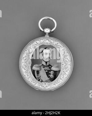 Uhr mit einem Porträt von Alexander II, Zar von Russland (r. 1855–81) wahrscheinlich ca. 1855–65 Uhrmacher: H. Maret. Uhr mit einem Porträt von Alexander II, Zar von Russland (r. 1855–81) 207361 Stockfoto