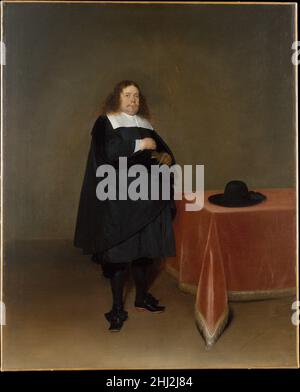 Bürgermeister Jan van Duren (1613–1687) ca. 1666–67 Gerard ter Borch der jüngere Niederländer Gerard ter Borch war einer der überzeugendsten niederländischen Künstler des 17. Jahrhunderts und wurde damals wie heute für seine schönen Porträts und raffinierten Genremotive anerkannt. Diese prächtigen Pendellporträts von Jan van Duren und seiner Frau Margaretha van Haexbergen (1975.1.141 und 1975,1.142) gehören zu den wichtigsten Werken des Künstlers in jeder amerikanischen Sammlung. Jan van Duren, ein Mitglied der elitären herrschenden Klasse von Deventer, posiert in der reichen Kleidung eines wohlhabenden Regenten, während seine stattliche Frau nicht weniger gut dasteht Stockfoto