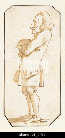 Karikatur eines Mannes mit gefalteten Armen, links im Profil stehend 1760 (?) Giovanni Battista Tiepolo Italienisch. Karikatur eines Mannes mit gefalteten Armen, links im Profil stehend 459691 Stockfoto