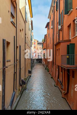 Canale delle Moline, Via Piella, Bologna, Italien Stockfoto
