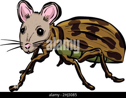 Eine Ratte Schabe Mash Up Pest Control Cartoon Illustration Logo Stock Vektor