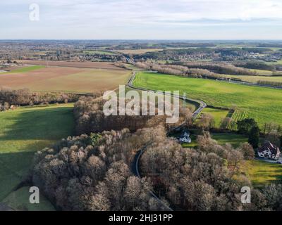 Luftaufnahme des Dorfes Genappe von Wallonisch-Brabant von Belgien. Europa Stockfoto