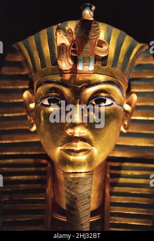 Goldene Maske des Königs Tutanchamun, Museum der ägyptischen Altertümer, Kairo, Ägypten Stockfoto