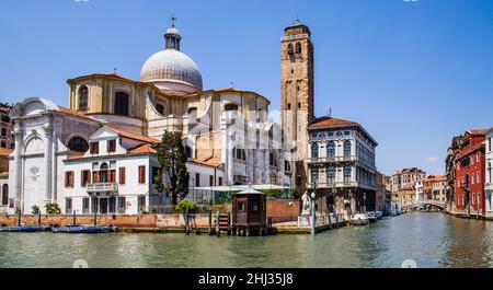 San Geremia, Sestiere Cannaregio, Canal Grande mit etwa 200 Adelspalästen aus dem 15th-19th Jahrhundert, größte Wasserstraße in Venedig, Lagunenstadt Stockfoto