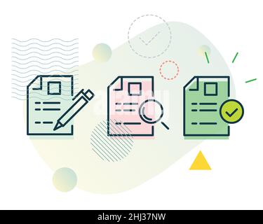 Dokumentverifizierungsprozess - Symbol als EPS 10-Datei Stock Vektor