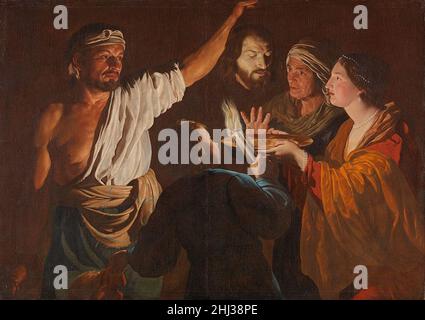 Salome empfängt das Haupt Johannes des Täufers von Matthias Stom. Stockfoto