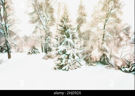 ZEITGENÖSSISCHE WEIHNACHTSKUNST: Schöne Kälte Stockfoto